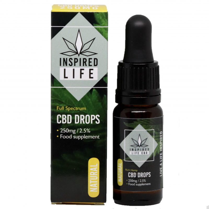 250mg CBD Cannabis Oil Hemp Drops 10ml - Natural and Peppermint - Inspired Life CBD