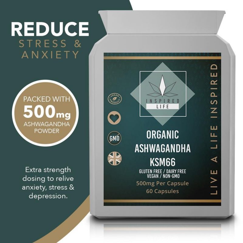 Organic Ashwagandha - KSM66 - Capsules (500mg, 60 capsules) - Inspired Life CBD
